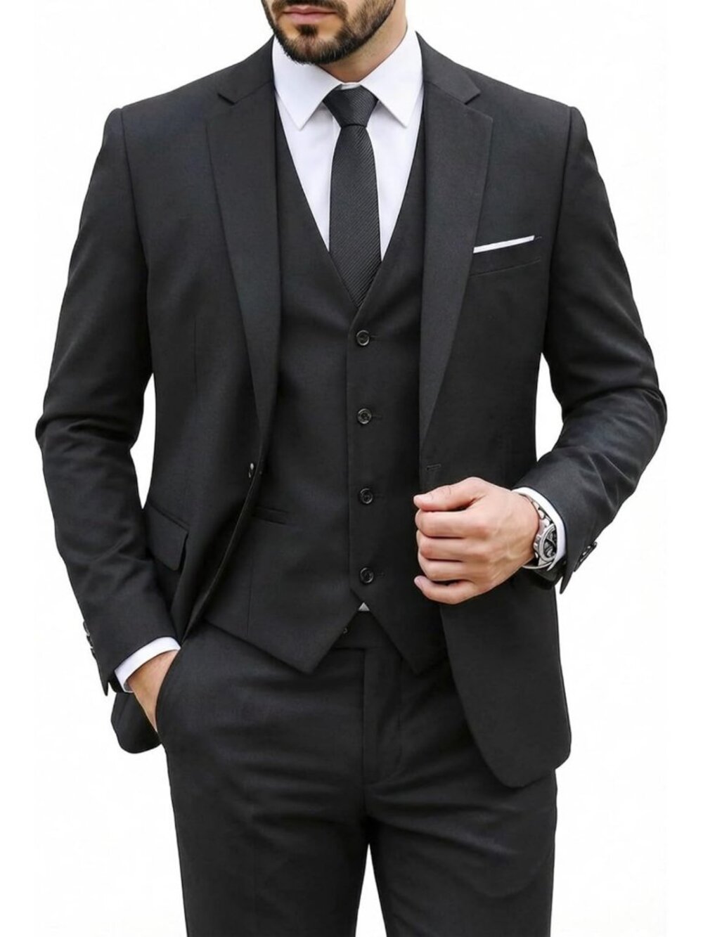 Men's 3 Piece Slim Fit Suit Set with Tie - Wedding, Prom, Business Attire